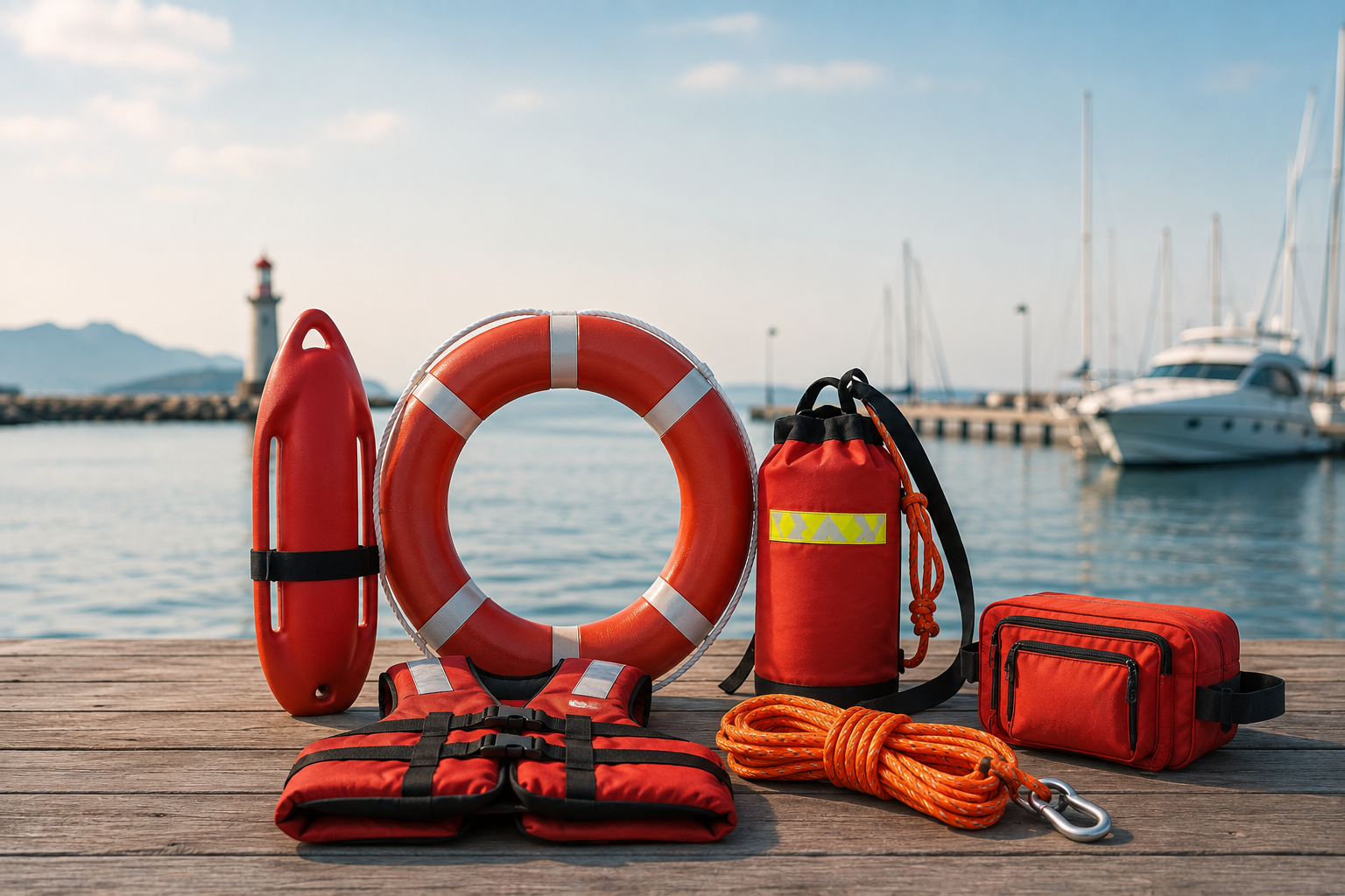 Lifeguard and Rescue Equipment for safer marine facilities with rescue buoys and safety gear.