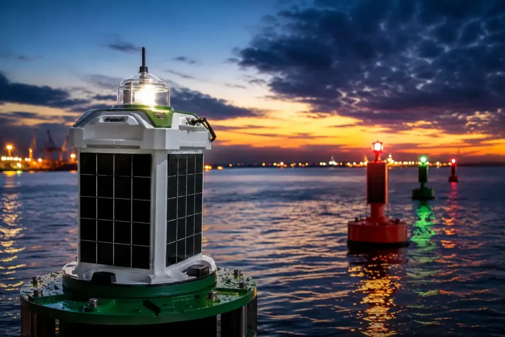 Marine Navigation lanterns for marine channel marking and safe navigation.